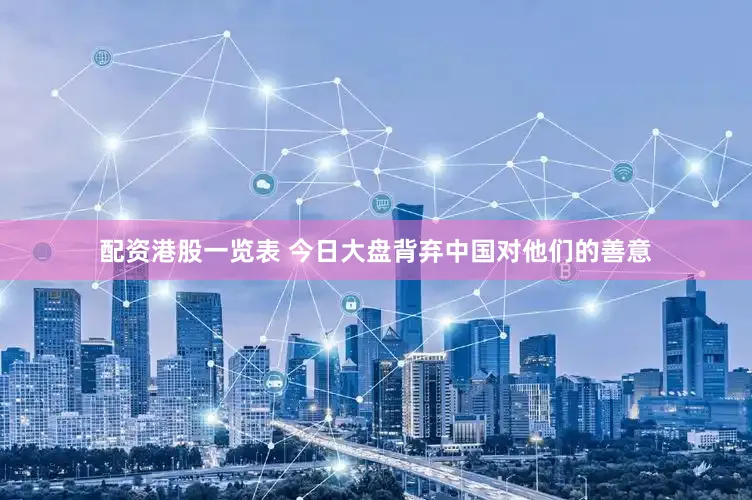 配资港股一览表 今日大盘背弃中国对他们的善意